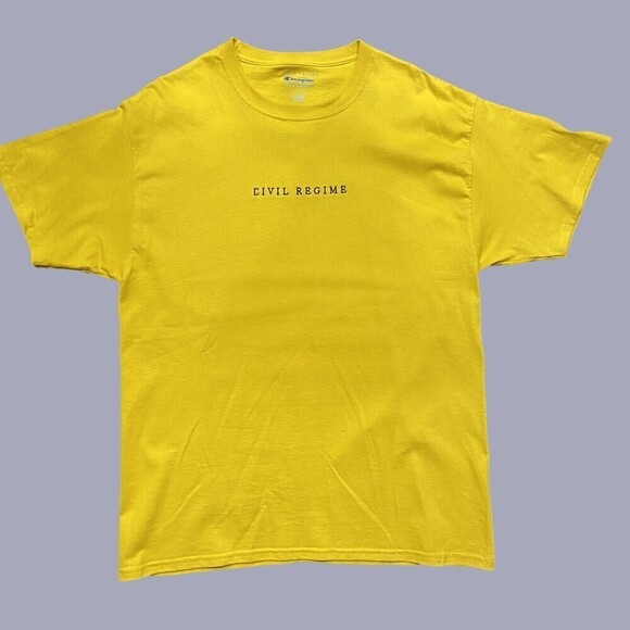 Civil Regime x Champion Embroidered Mustard Yellow T-Shirt Men's Size Large - Picture 1 of 8
